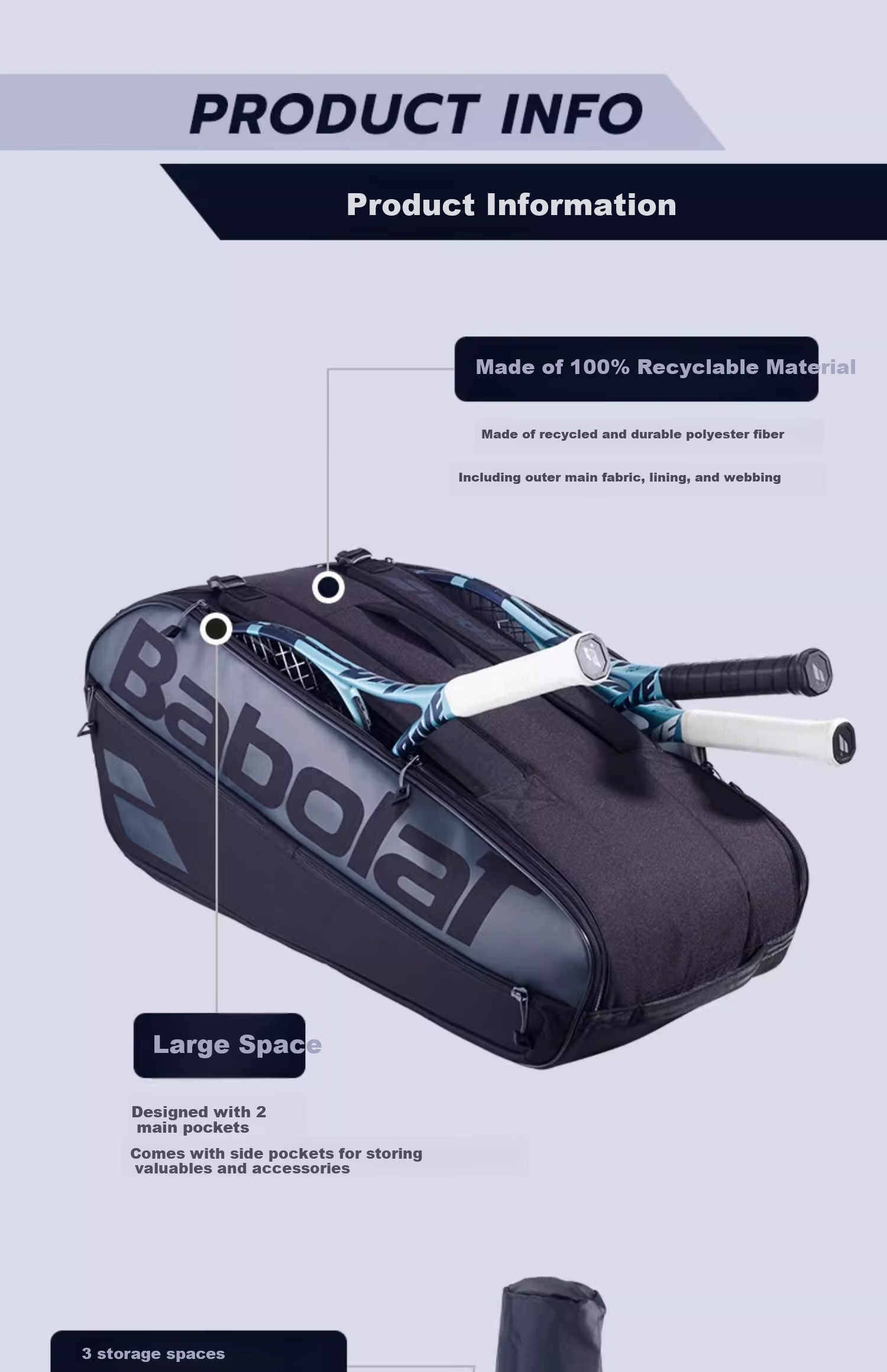 Babolat EVO Series Comfortable Multifunctional Large-Capacity Tennis Bag 1