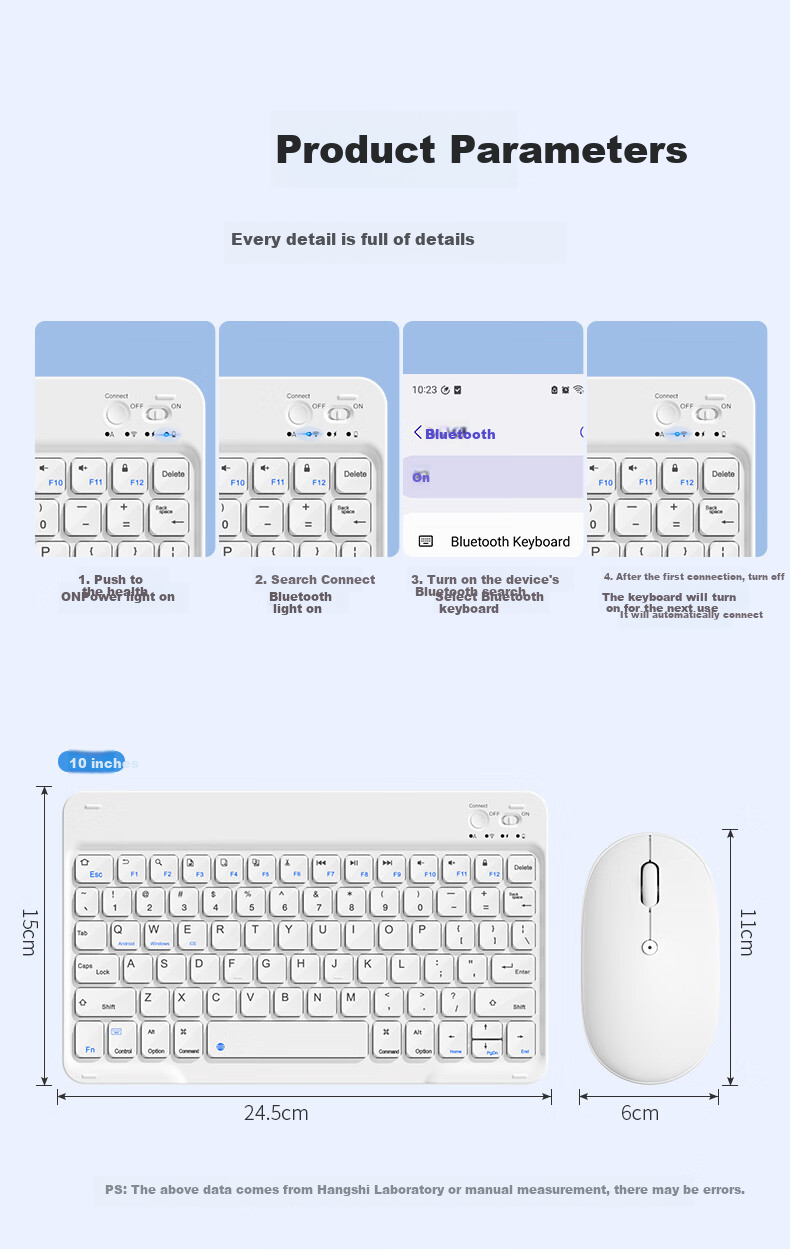 BOW Hangshi X19 Wireless Bluetooth Keyboard, Ultra-Thin, Quiet, Suitable for Office Use, Compatible with Apple, Xiaomi, Huawei Phones, IPad Tablets, Laptops, Universal Rechargeable Keyboard, Elegant White 26