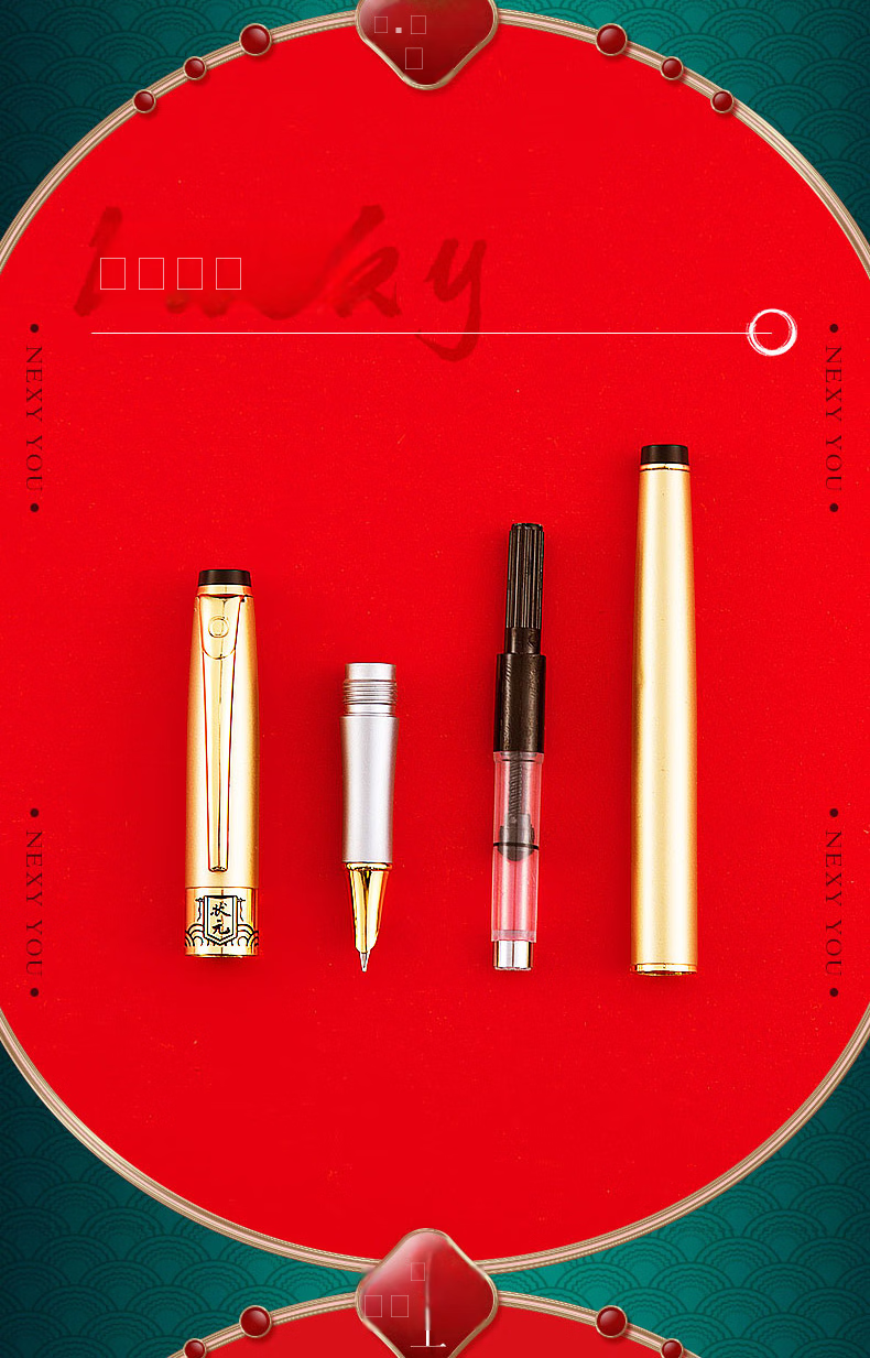 [Back to School Essential] OASO Fountain Pen, Top Scholar Red Ink Gift Box Set, Business Office Gift Signature Pen Gift Box A8101-2, Top Scholar Red, Iridium Nib Fountain Pe 7