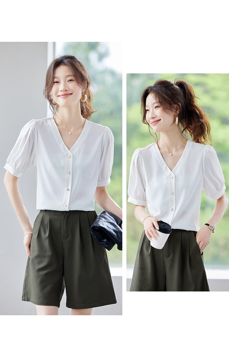 Jeanswest Women's Short Sleeve Shirt 2026 Summer Fashion Casual Versatile Top Purple 2XL 4