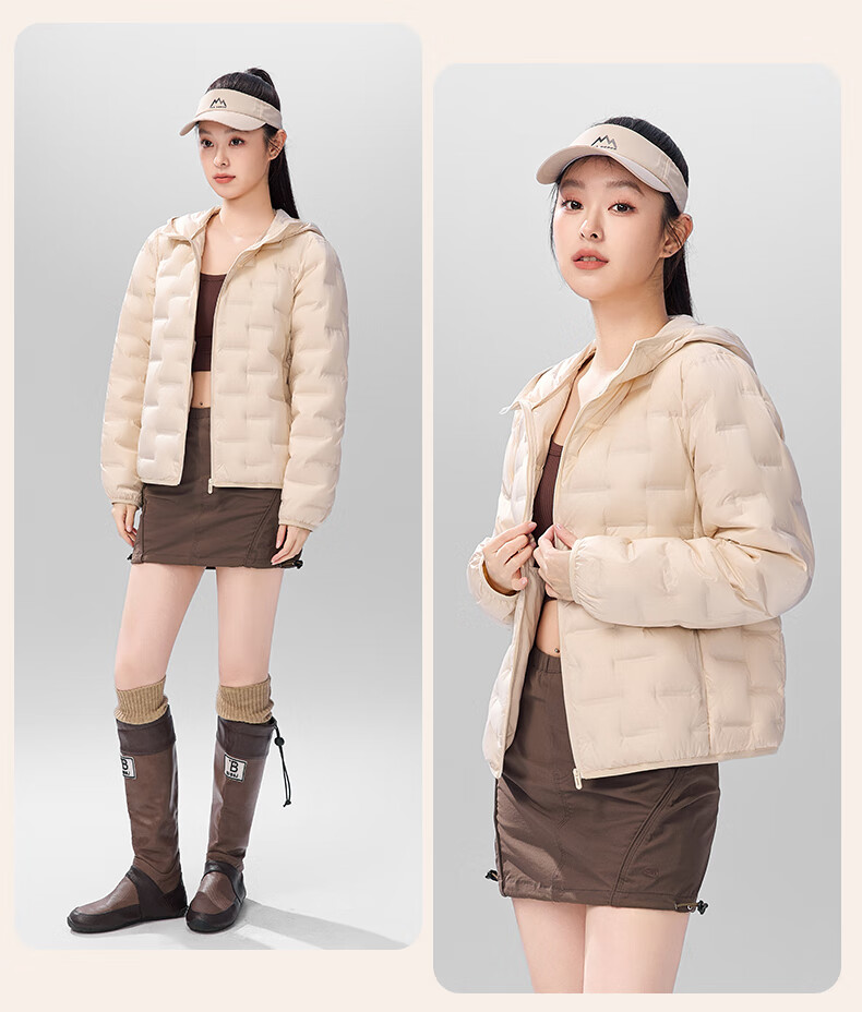 SNOWFLYING Women's Short Down Jacket 2025 Winter Korean Slim Fit Lightweight 90% Down Coat Cream Light Beige XL 14