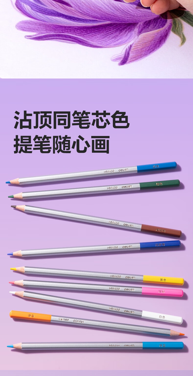 Deli 36-Color Erasable Colored Pencil Set, Wooden Pencils with Hexagonal Shaft, Eraser, Pencil Sharpener, Sketching, Homework Coloring, Student And Children's Gift HM459-36 Colored Pencils Graduation Gift 2