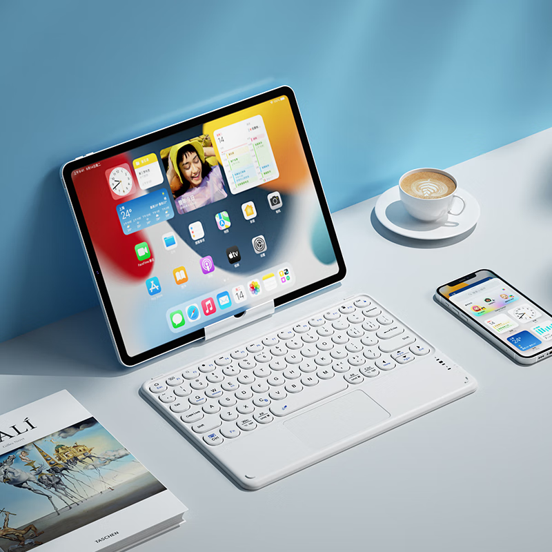 B.O.W Hangshi X51C Ultra-Thin Bluetooth Wireless Touch Keyboard, Compatible with IPad, Xiaomi, Huawei, Apple Tablets, Smartphones, Laptops, Quiet Charging Keyboard, Fairy Purple