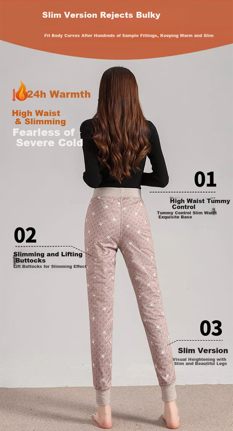 Langsha Women's Inner Fleece-Lined Pants for Winter, Non-Bulging, Thickened, Lightweight, Cold-Resistant, Warm White Duck Down Inner Lining Thermal Underwear 7
