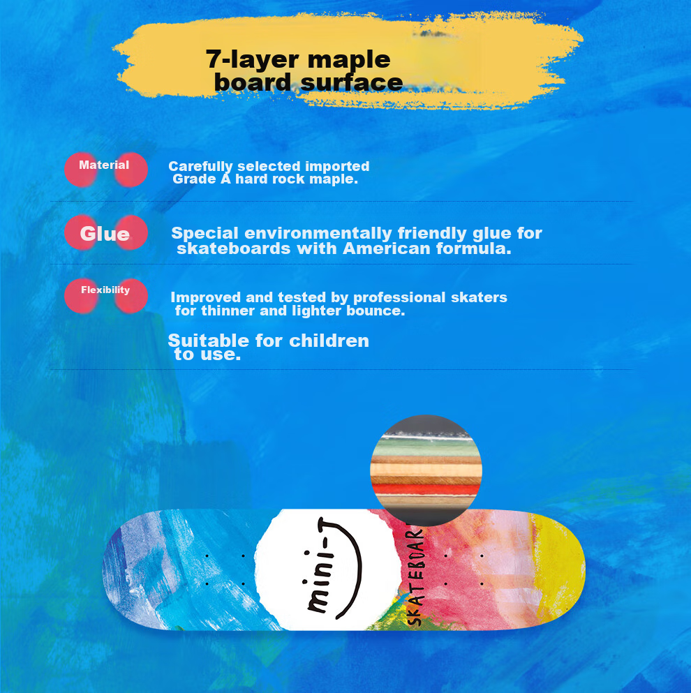 JUSTICE Professional Skateboard for Children's Double-Warped Deck, Essential for Middle And Elementary School Curriculum, Spaceman Astronaut Design, Suitable for Ages 6-12 7