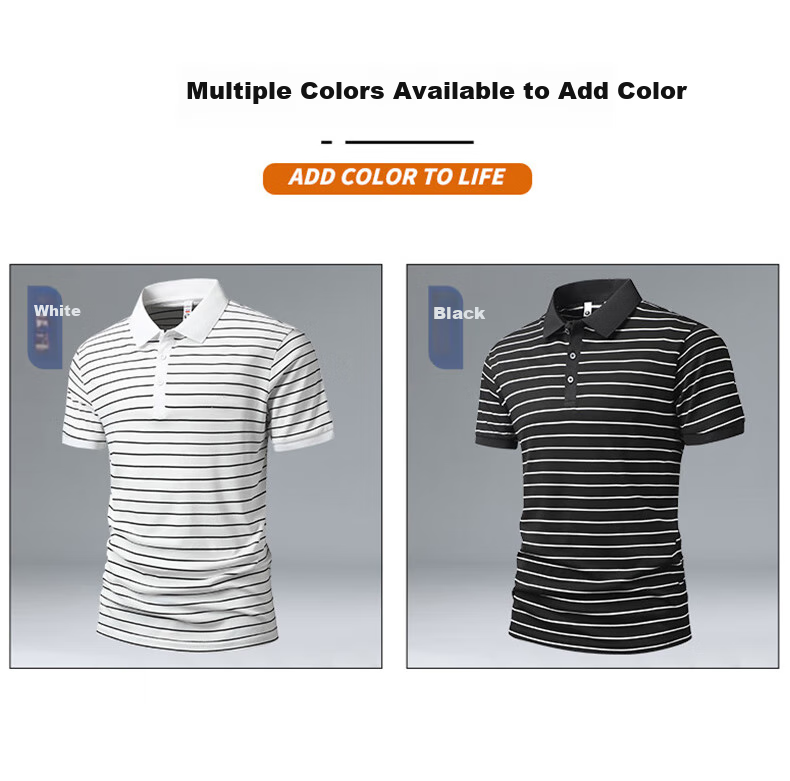 ROMON Men's Short Sleeve Polo Shirt Summer Ice Silk Business Cool Stretch Slim Breathable Collared Quick-Dry T-Shirt 5