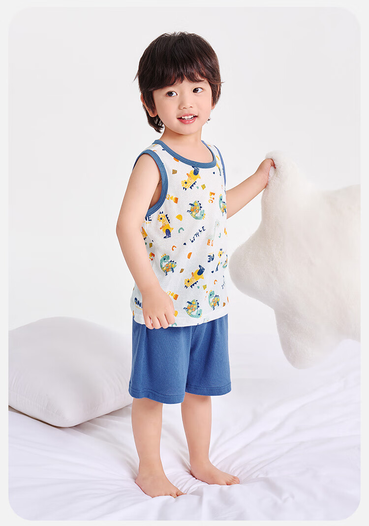 YUZHAOLIN Children's Vest Set, Summer Boys' Vest And Shorts Two-Piece Outfit, Clothing for Young Kids, Children's Wear, Dinosaur Robot Desig 5