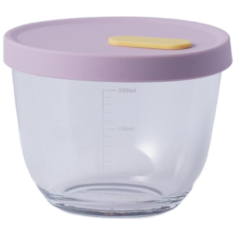 LOCK&LOCK Baby Food Container Glass Steamed Egg Bowl Baby Glass Bowl Purple 340ml