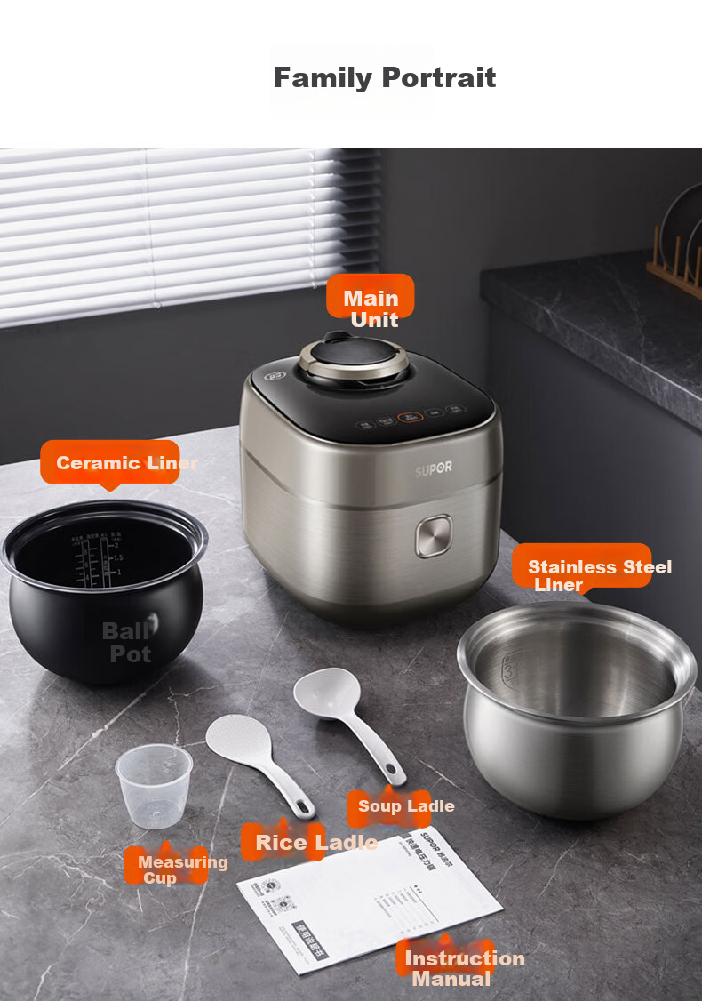 SUPOR Quick Pressure Cooker 100 Series, 5L Capacity for Home Use, Serves 4-6 People, Fresh Breathing IH Heating, 112kpa Pressure, for Cooking Rice And Soup, SY-50FH76Q 13