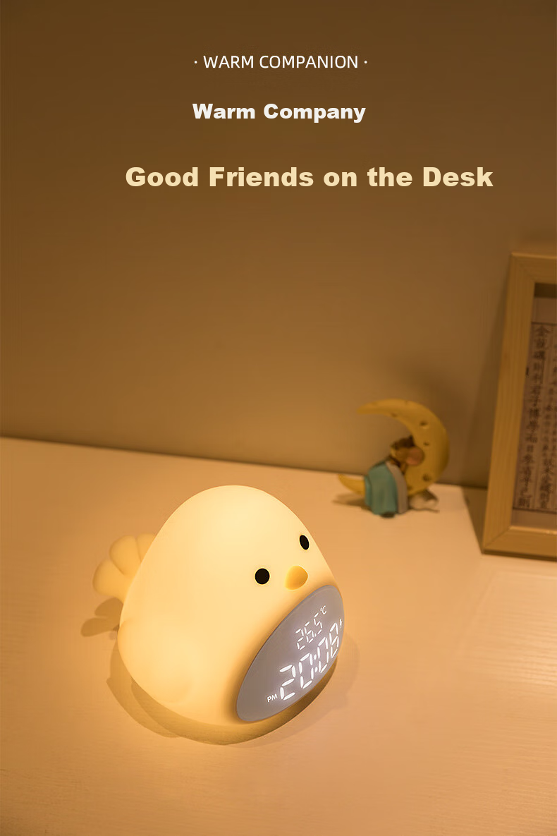 BANDIAN ORIGINATION Time Bird Alarm Clock for Students, Wake-Up Helper, Bedside Night Light, Cute Desktop Silicone Hourglass, Temperature Display, Baby Soft Light Eye Protection Feeding Lamp Gift 11