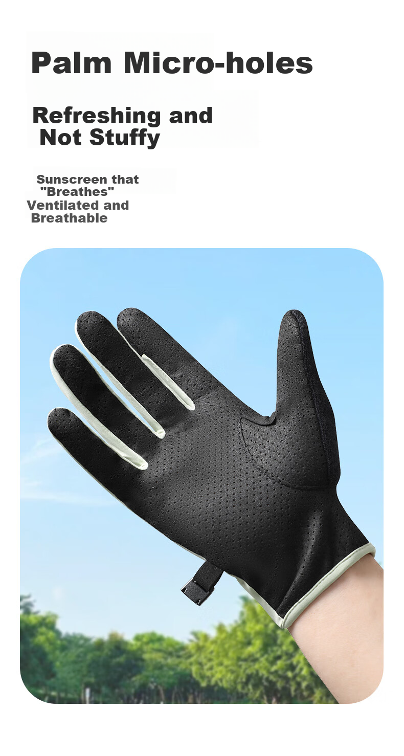 PEAK Cycling Gloves for Men, Sun Protection Thin Outdoor Cycling Driving Anti-Slip Touchscreen Riding Gloves, Light Green, Size L 3