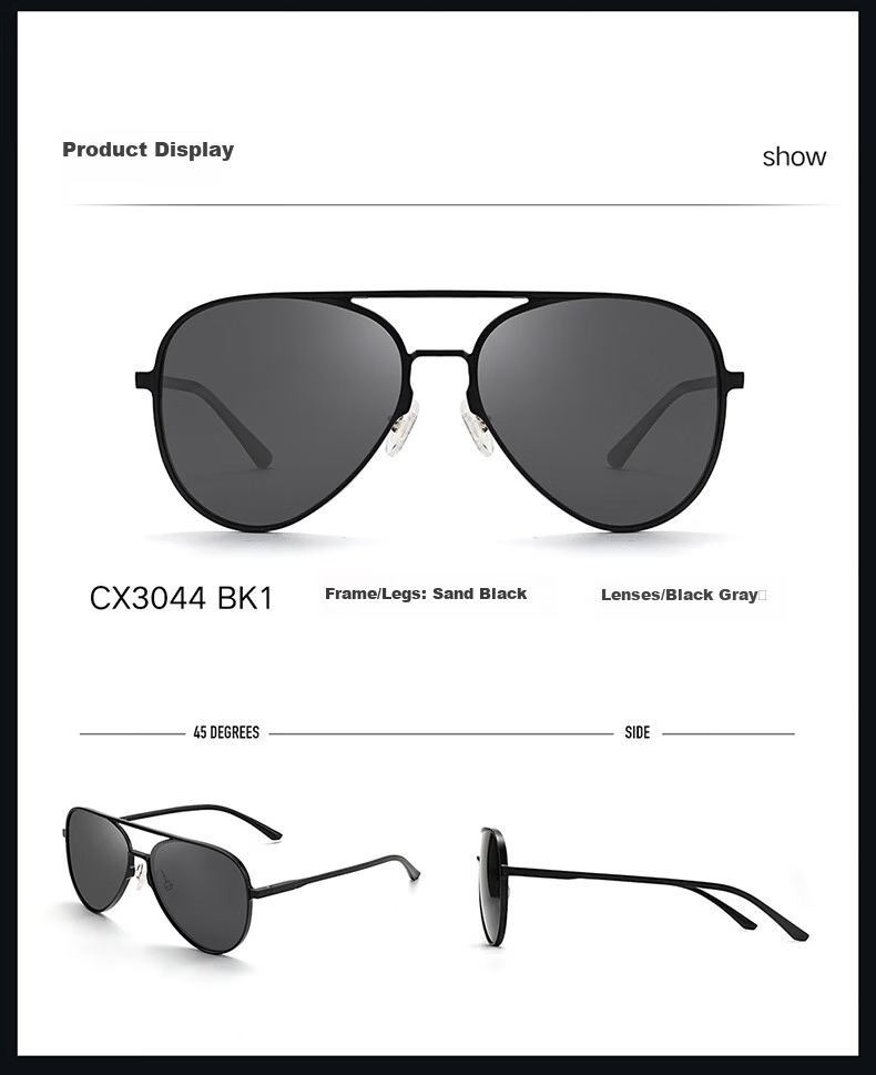 CAXMAN Classic Aviator Sunglasses, Aluminum-Magnesium Polarized Glasses, Toad-Shaped Glasses for Driving, Anti-Glare, Suitable for Men And Wome 12