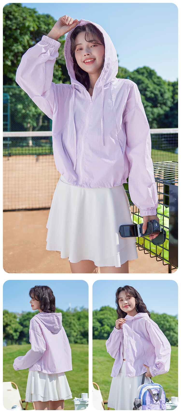 Baleno UPF50+ Short Cooling Sun Protection Jacket for Women, 2025 Summer New Outdoor UV-Resistant Casual Loose Lightweight Coat 18