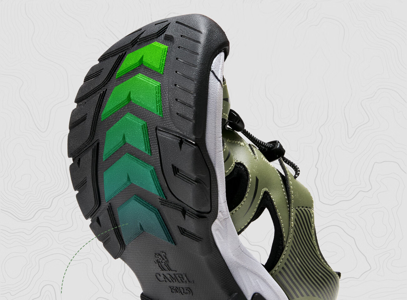 CAMEL Outdoor Casual Sports Sandals, Closed-Toe Perforated Beach Shoes for Men, G13M076011, Green/black, Size 40 12