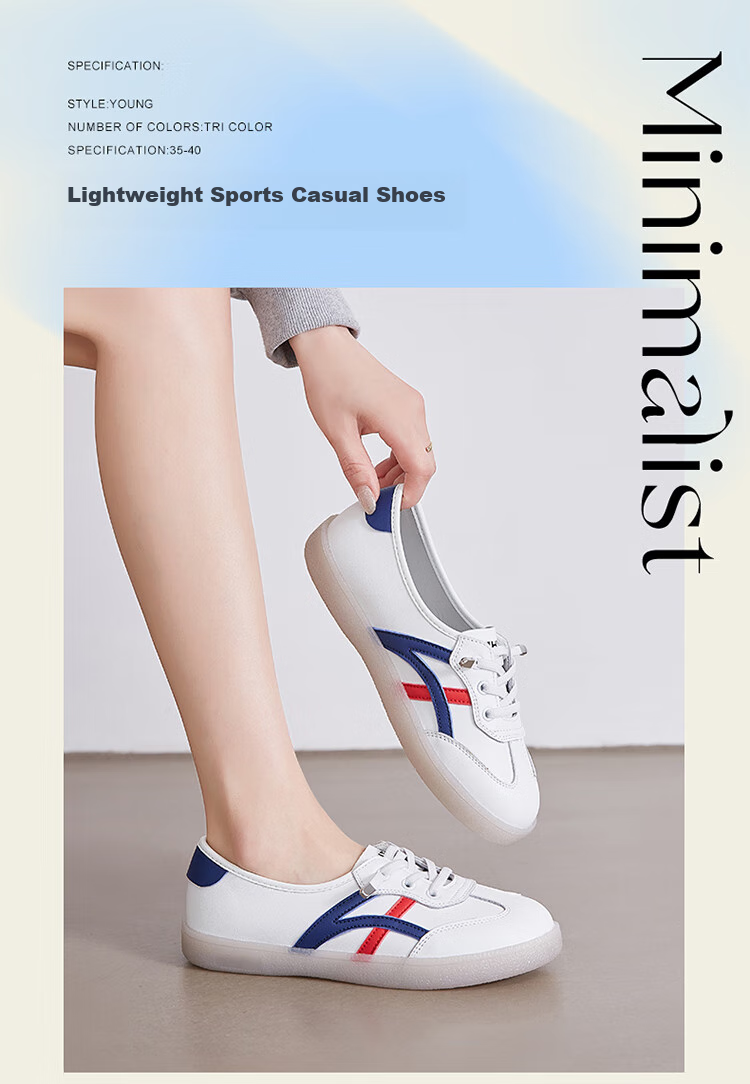 ZHR Casual Shoes, Lightweight And Breathable, Spring And Autumn Flat White Sneakers, Trendy Retro Training Shoes for Women, A67P, White And Blue, Size 37 1