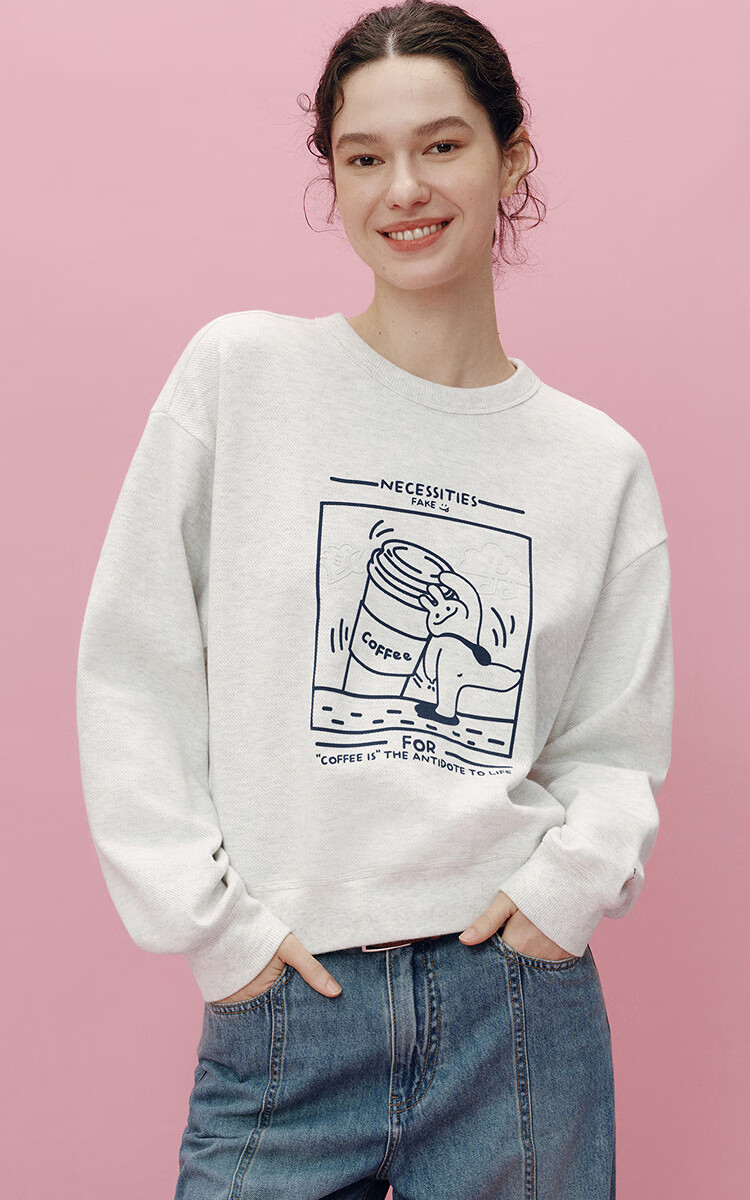 Semir JUJU Collaboration Women's Drop Shoulder Loose Fit Sweatshirt Autumn 2025 Fun Pattern 101525116021 1
