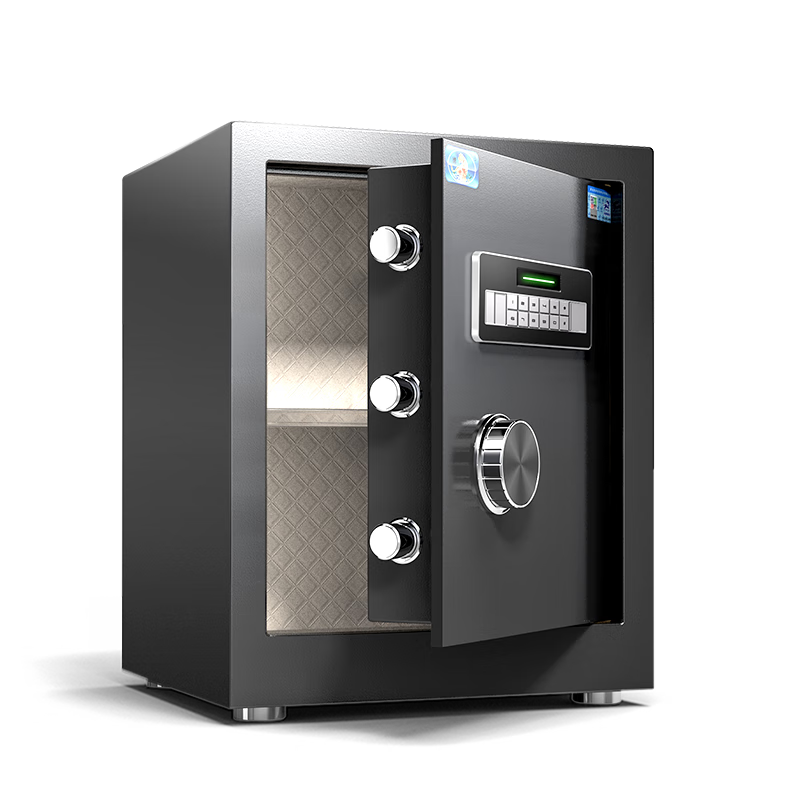 Hupai Home Safe, Small Fingerprint Password Office Financial Safe, All-Steel Mini File Cabinet, Bedside Safekeeping Cabinet, Jingyi Series, 45cm, Black
