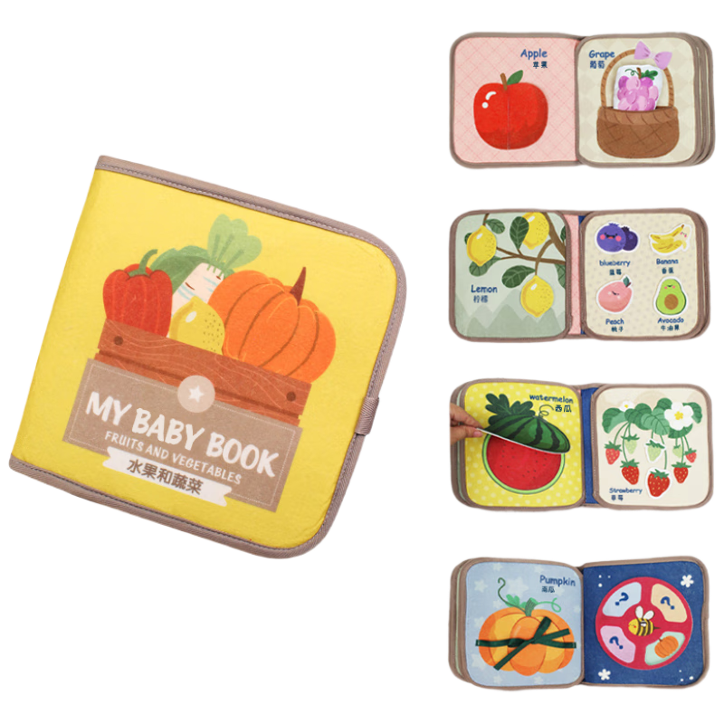 Babamama Tearable Cloth Book Baby Toy Teething Velcro Quiet Book Early Education Toy for 0-1 Year Old Babies