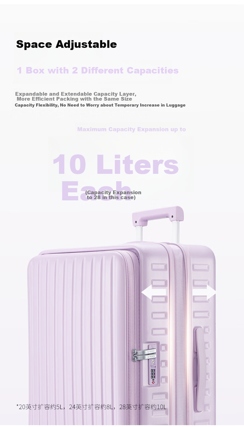 KALA·Y [Jiang Qinqin Endorsed] Luggage, 28-Inch Large Capacity, Front-Opening Lid, Expandable Capacity, for International Travel And Study Abroad, Check-In Suitcase 2