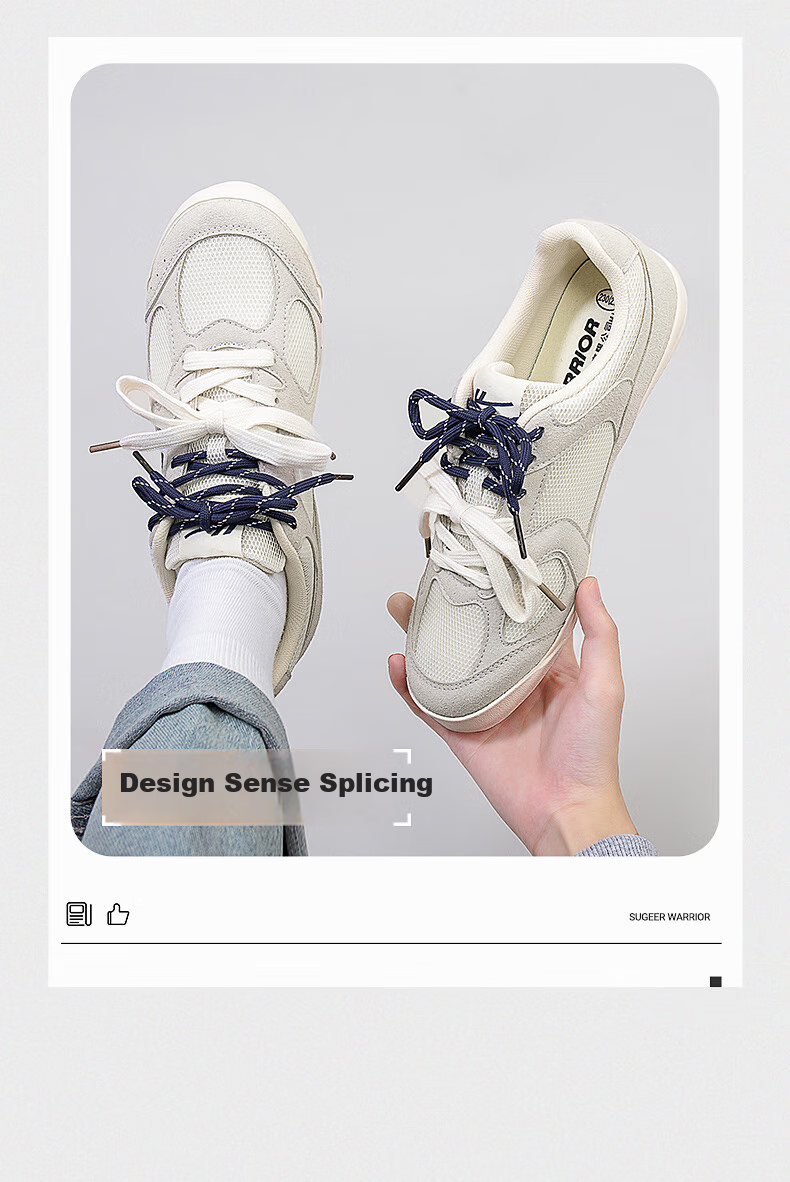 Huili Official Women's Sneakers, Summer 2026 Comfortable Simple Casual Couple's Training Shoes, Gray-Beige Deep Blue, Size 37 2