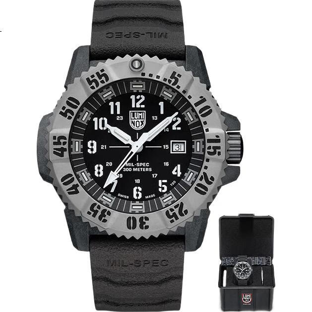 Швейцарские часы Luminox Military Standard 3351, мужские, спортивные, кварцевые, водонепроницаемые до 300 м, с резиновым ремешком, корпус из углеродного волокна