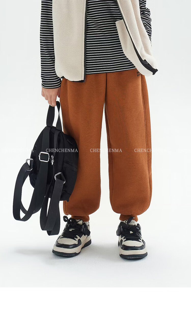 Chenchenma [Popcorn] Girls' Casual Pants, New Winter Style with Fleece Lining, Thickened All-In Warm Children's Joggers, 6837D 29
