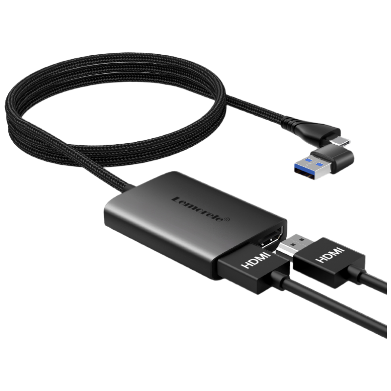 Lemorele USB/Type-C to Dual HDMI Multi-Screen Splitter, Laptop High-Definition One-To Docking Station, Compatible with Apple Mac Computers M1/2/3 Chip HD10