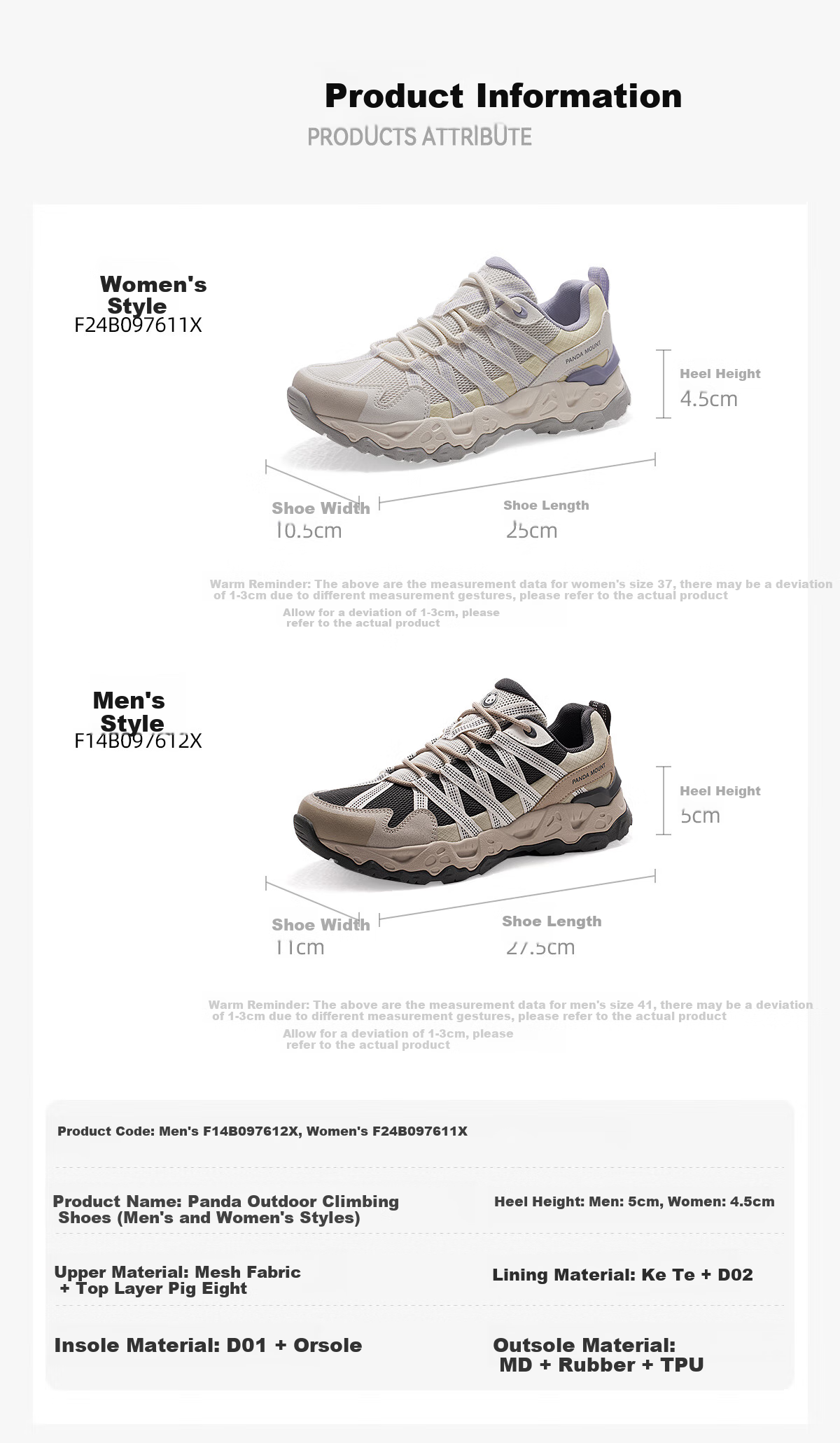 Xiongmao Luotuo Series Hiking Shoes for Men, Spring And Summer Non-Slip Wear-Resistant Lightweight Sports Hiking Shoes 612X Men's Size 41 8