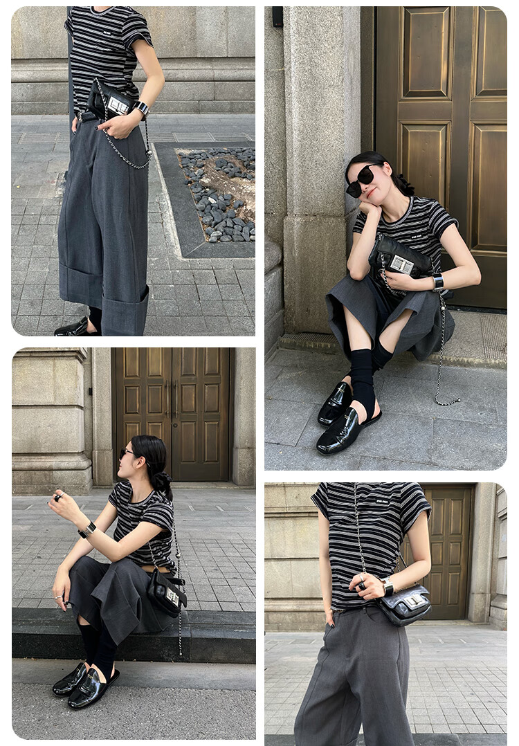 Mood Top-Grain Leather Chain Bag for Women, Black Small Square Bag, Autumn/winter Commuter Shoulder Crossbody Bag, Light Luxury Women's Handbag 4