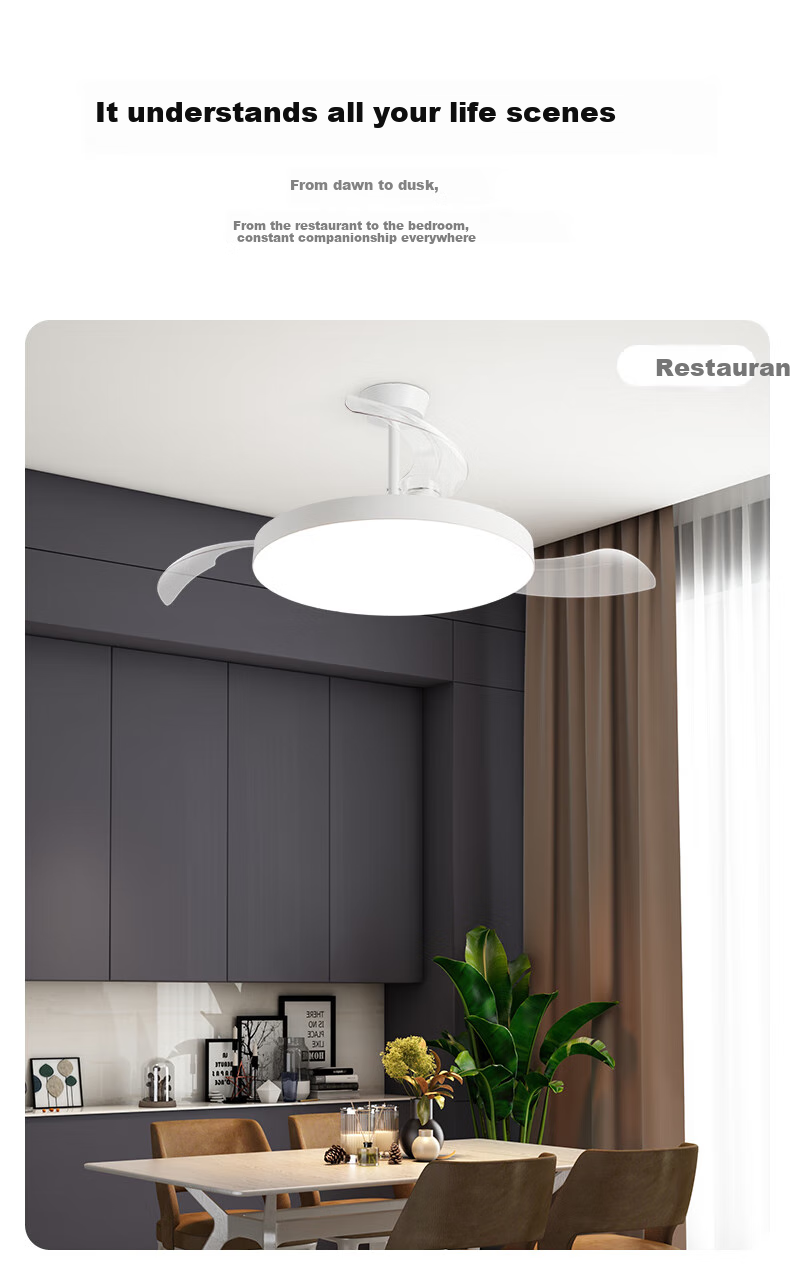 Haier Ceiling Fan Light, Invisible Simple Nordic Style, for Dining Room And Bedroom, Full Spectrum Ra97, 36-Inch Fan Light [Installation Included] 16
