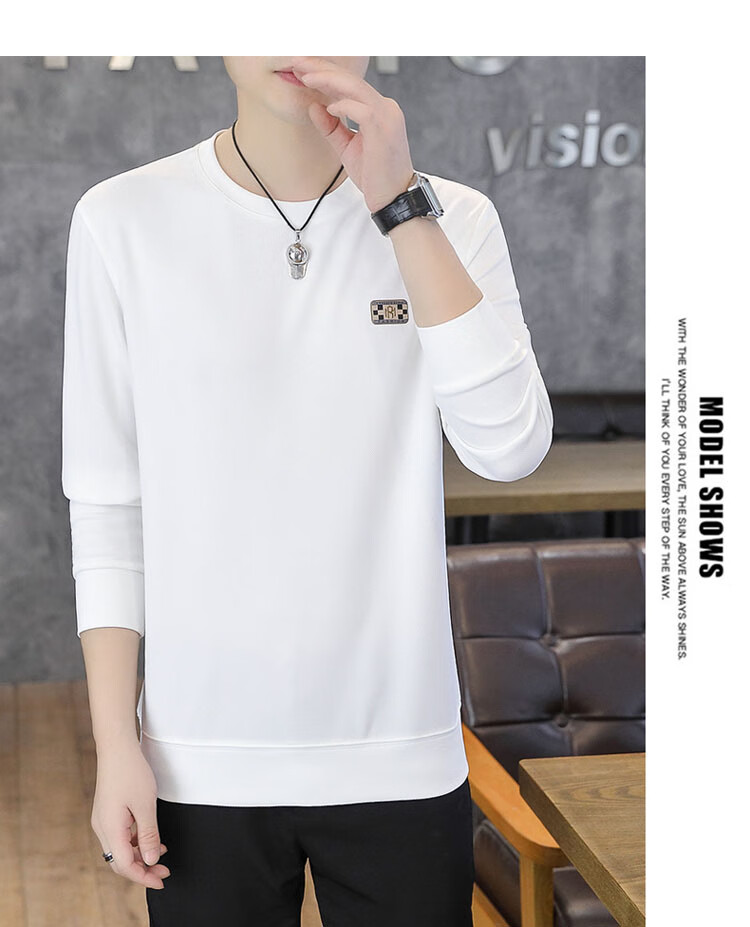 TUCANO Men's Sweatshirt Spring and Autumn Crew Neck Long Sleeve T-Shirt Casual Base Shirt Black L 7