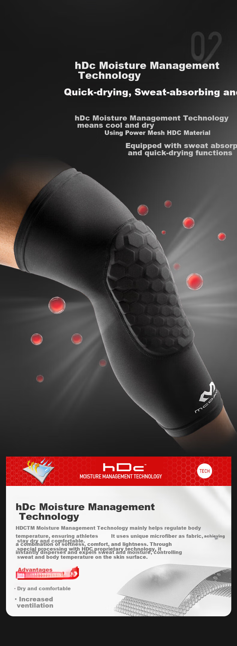 McDavid Owen's Choice Knee Pads, Honeycomb Anti-Collision High-Elasticity Tight-Fitting Quick-Dry Sweat-Wicking Calf Guards 6446 Black L 5