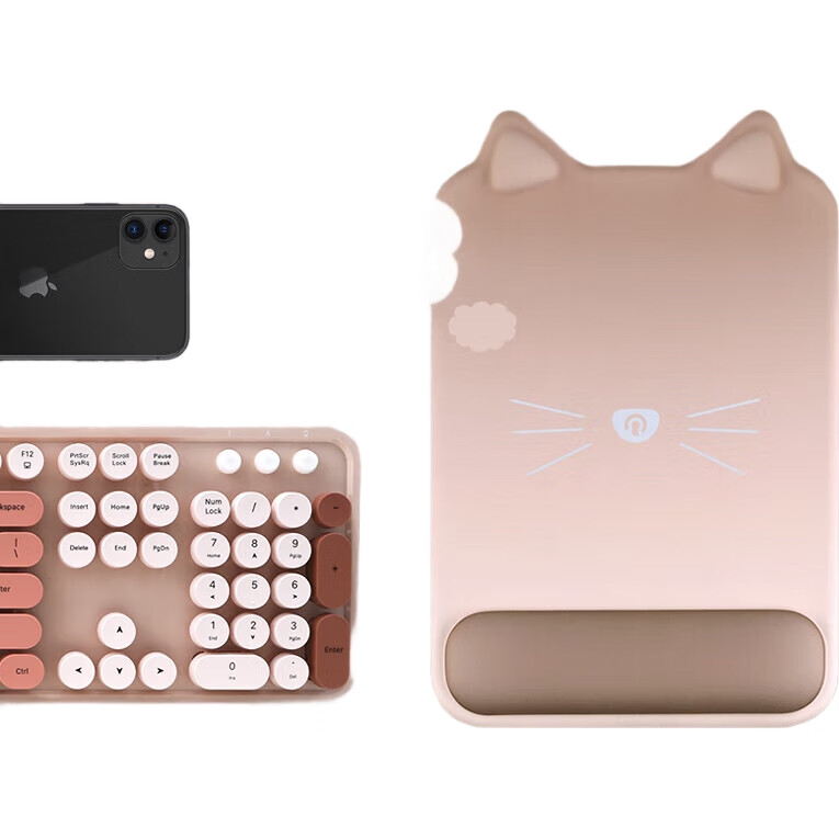 Коврик для мыши Rantopad TOTO Cat Ear, силиконовый, с поддержкой запястья, большой размер - Молочный чай