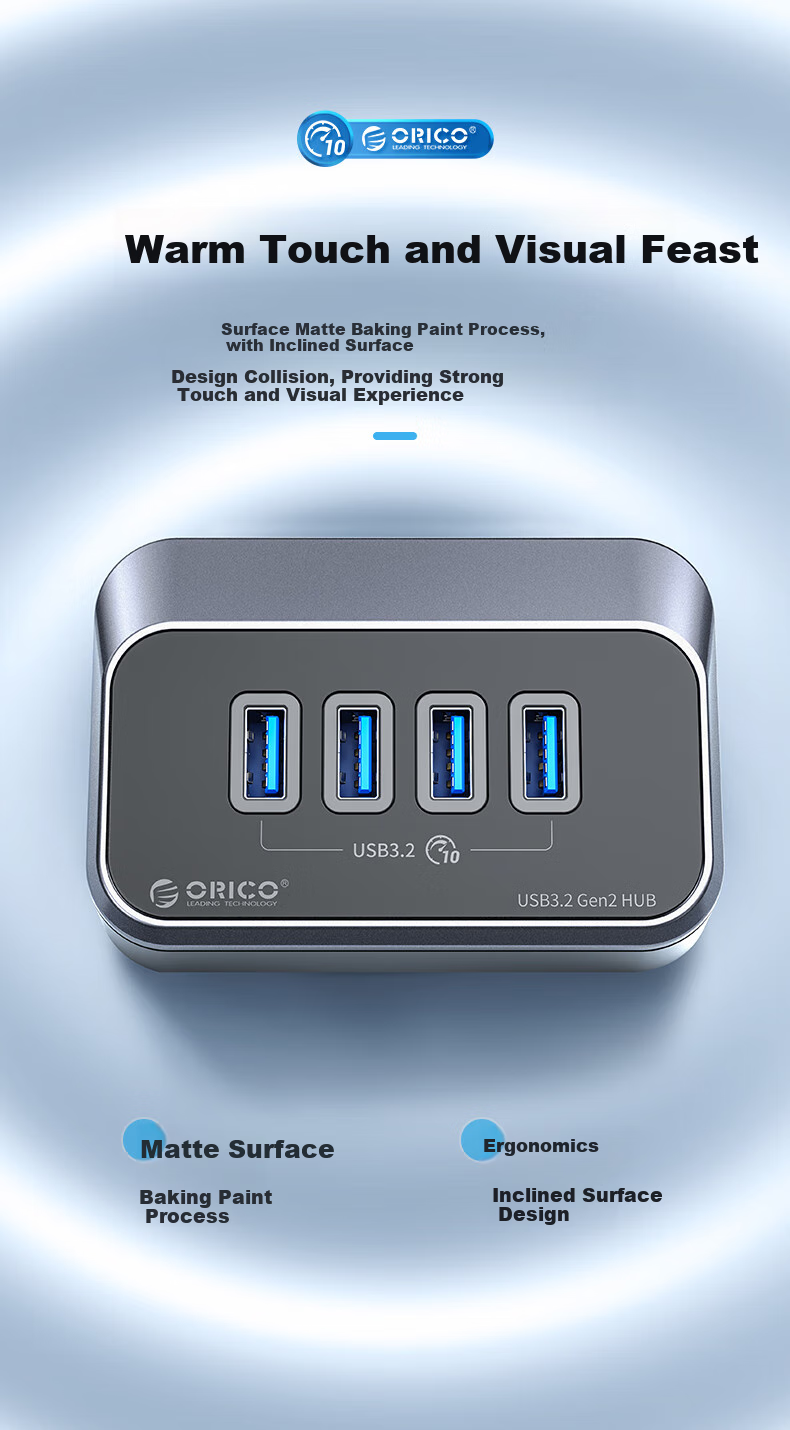 ORICO USB3.2 Hub Gen2 Expansion Dock, 10Gbps Converter Hub Extension Cable, Suitable for Apple MacBook Laptops M37A-10 6
