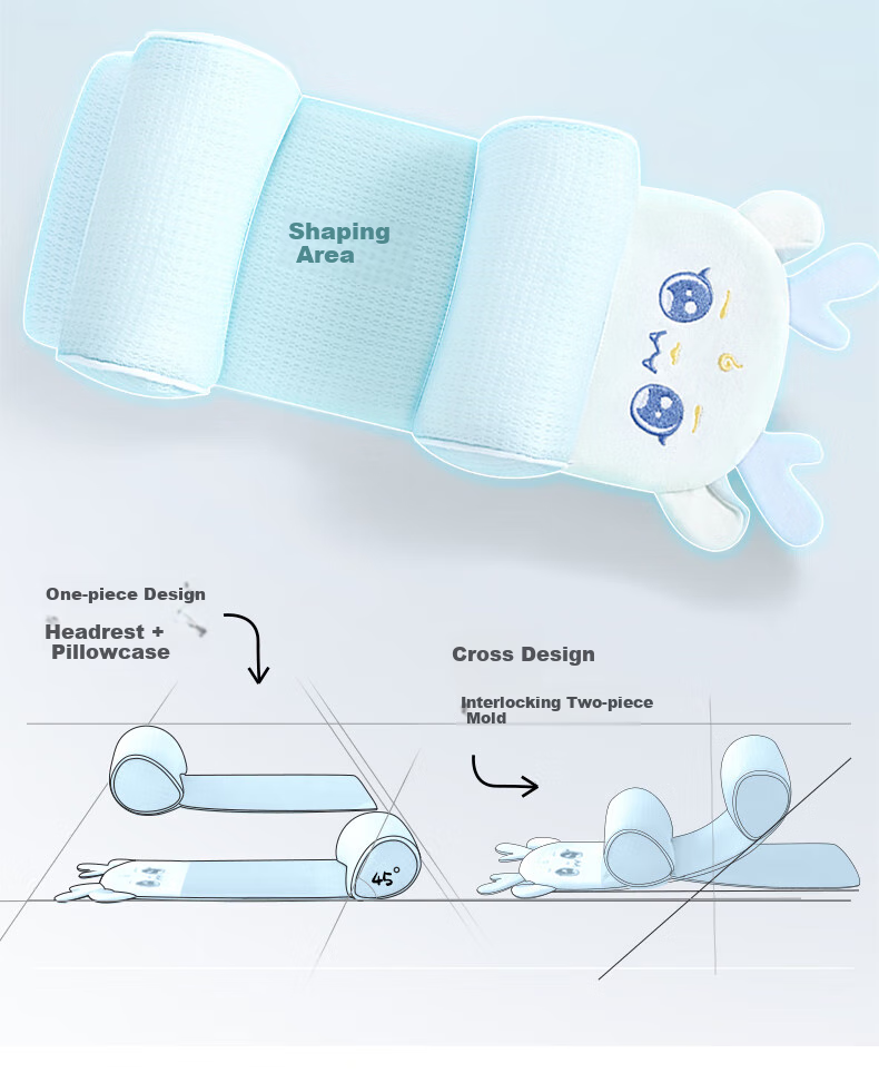 Qicaiboshi Baby Shaping Pillow, Newborn Xiaomi Correction Flat Head Type, Spring And Summer Style, for Babies Aged 0-1 Years Old, Tencel Children's Pillow 6