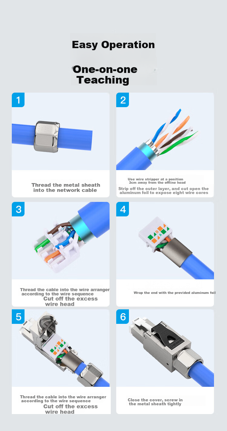 CHOOSEAL (CHOSEAL) CAT6A Shielded Tool-Free Crystal Head, CAT6A Engineering Grade RJ45 Network Tool-Free Connector, Computer Network Cable Broadband CAT6A Connection, 1 Piece, QS9931 8