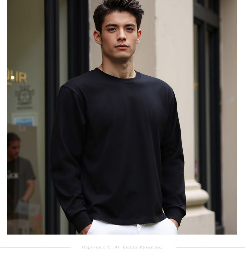 ROMON Men's Spring and Autumn Cotton Loose Long Sleeve Casual Fashion Pullover Sweatshirt 11