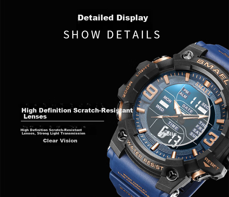 LOUIE JUELEN Men's Multifunctional Sports Watch with Alarm, Luminous Display And Water Resistance for Middle School, High School Students And Teenagers 5