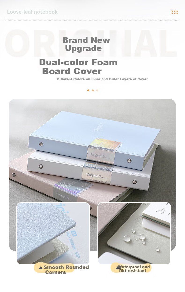Wengu Loose-Leaf Notebook A5/44 Pages Detachable Plastic Clip Notebook, Fresh And Stylish High-Quality Notebook Simple Journal for College Students Writing And Note-Taking FPHY003(A5) Blue 2