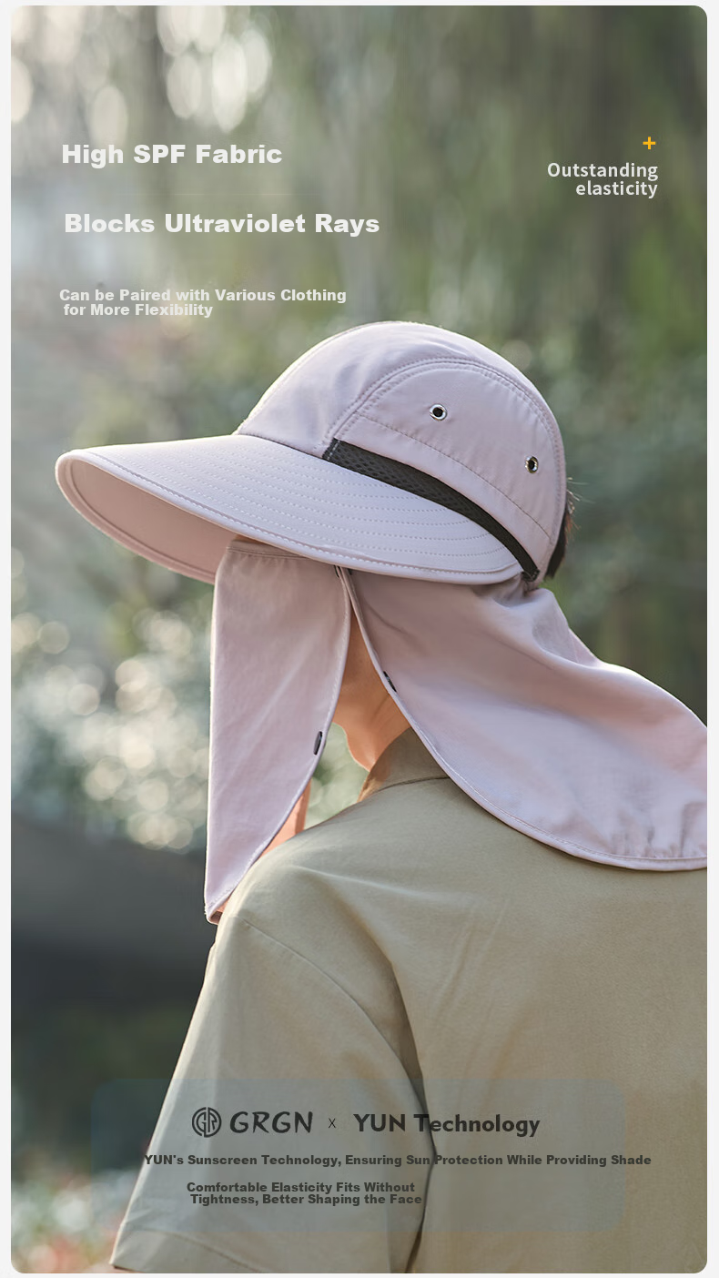 GRGN Sun Protection Hat for Men, Wide Brim Sun Hat, Summer UV-Resistant Fishing Cap, Hiking Hat with Face Shield 4