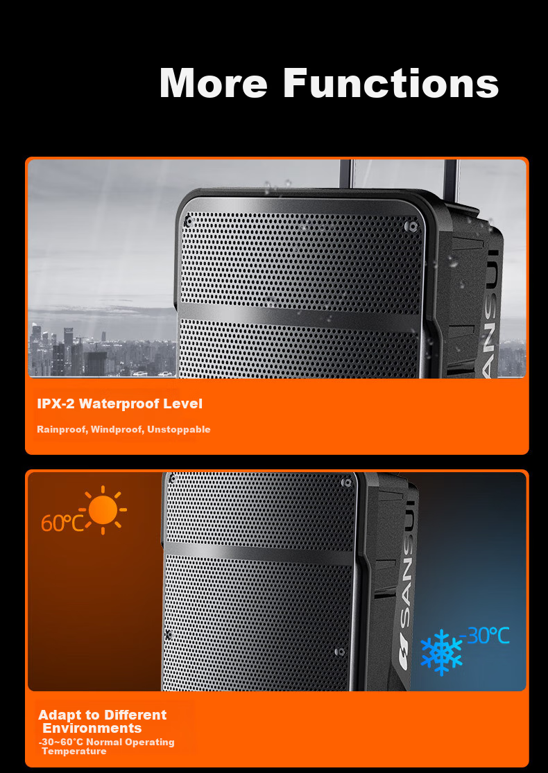 SANSUI E08 Karaoke Speaker, Outdoor Portable Amplifier, High-Volume Bluetooth Mobile Speaker, Powerful Singing Outdoor KTV Performance Stage Dual Microphone 17