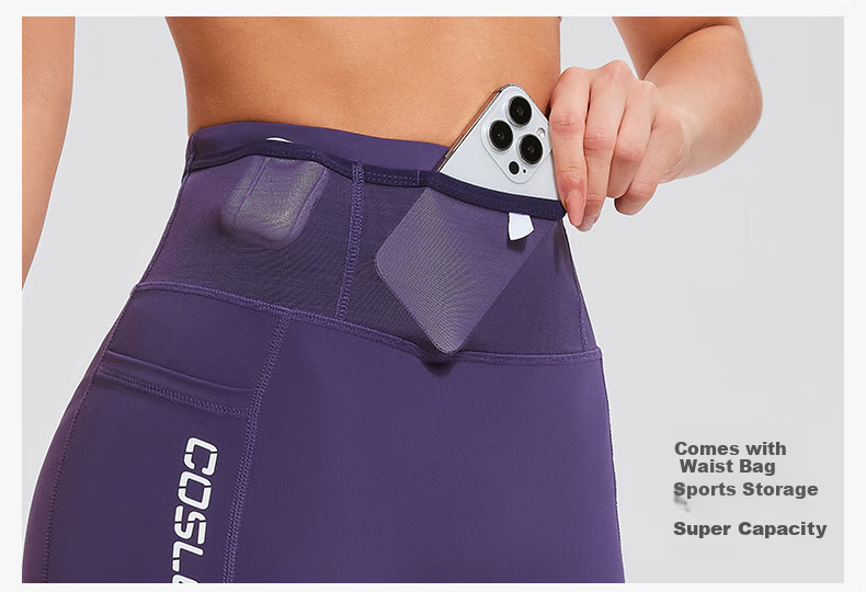 Cosleaf Tight Waist Pack Shorts for Women, Running Training Pants for Men, Marathon Compression Shorts, Breathable Sweat-Absorbing Fitness Kangaroo Pants 6