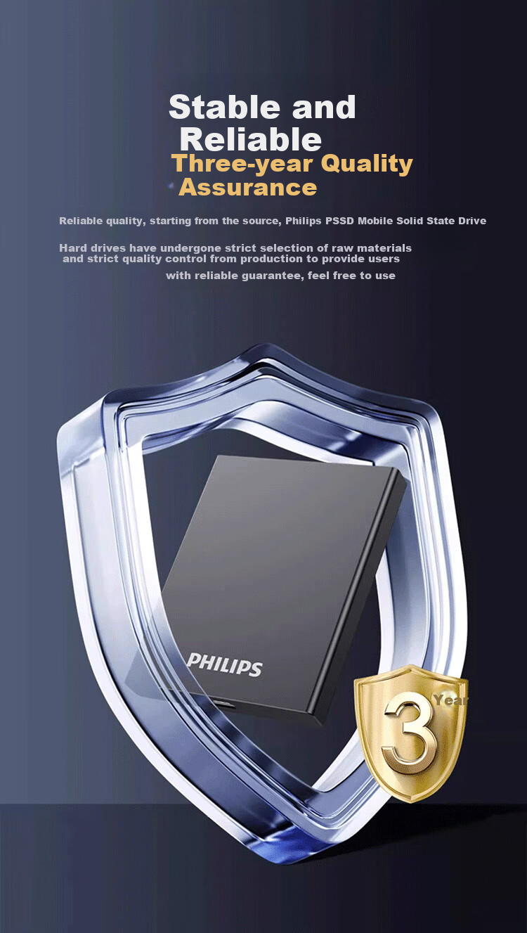 PHILIPS 1TB Portable SSD 1050MB/s High-Speed External Solid State Drive Type-C Mobile PSSD Large Capacity Backup Portable Storage 61PS Series 9