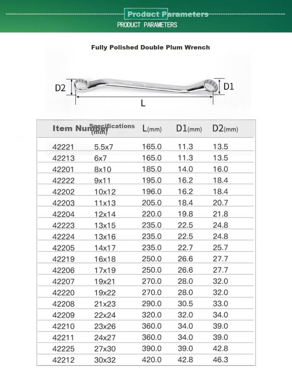 SATA 46200 Fully Polished Double Flare Ratchet Wrench 8x10MM 4