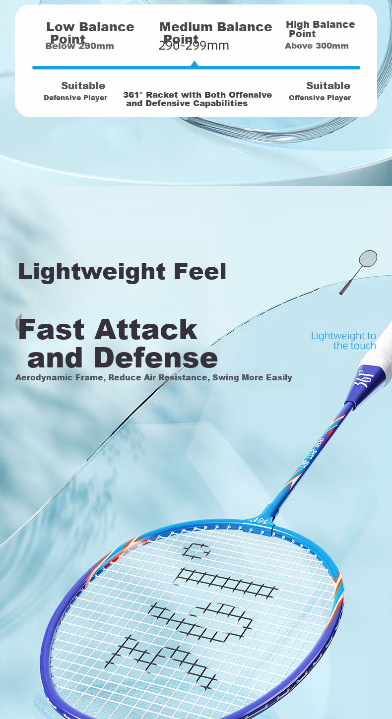 361° Badminton Racket Set, Entry-Level Ultra-Light Durable Training And Competition Rackets for Adults And Students 5