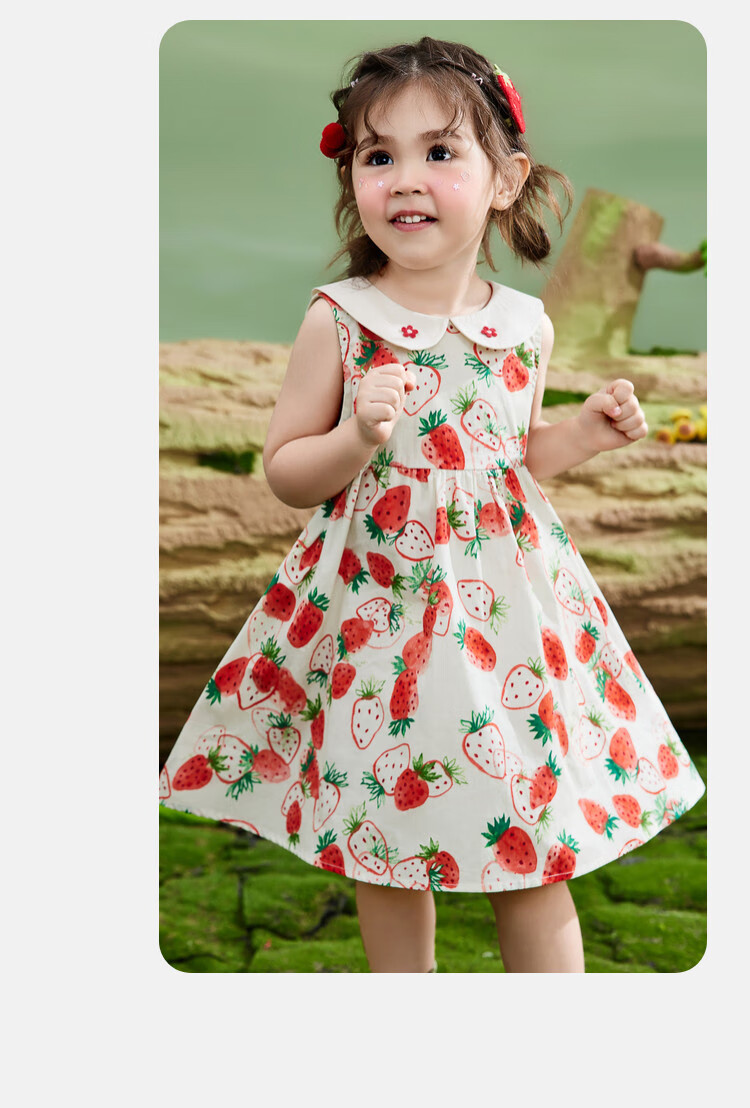 ASK JUNIOR Girls' Summer Dress, Princess Style with Peter Pan Collar, Vacation Children's Dress 6