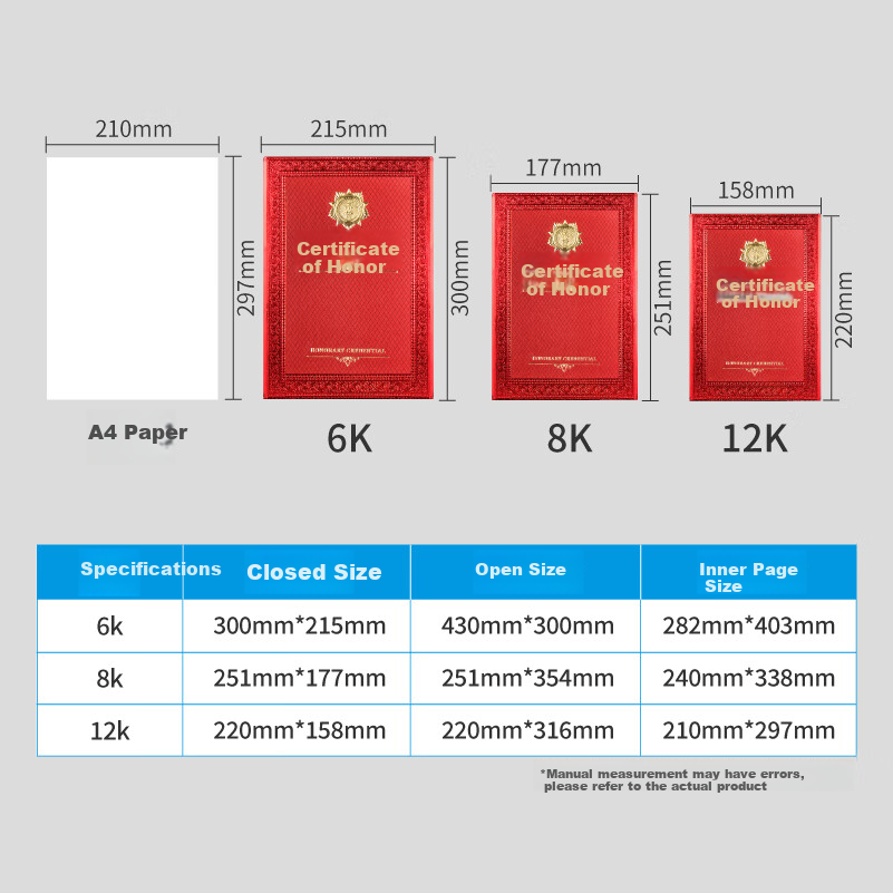 DSB (Disbi) 8K/10 Pack Medal Gold-Stamped Honor Certificate Shell, Award Certificate Blank Diploma Training Certificate, with 20 Inner Pages, 050831