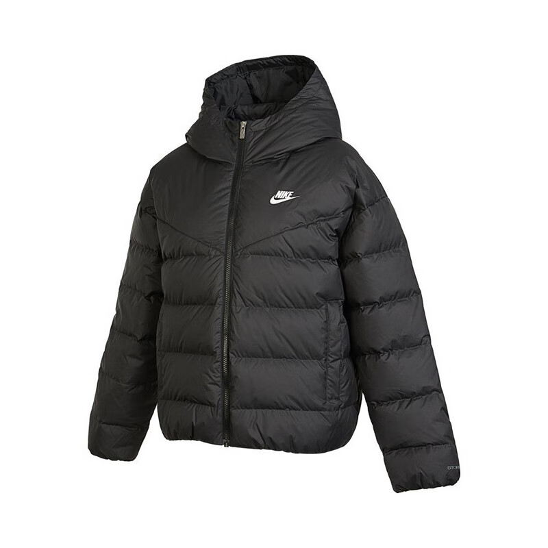 NIKE Women's Winter Short Hooded down Jacket, Sports Windproof Coat, Puffer Jacket DQ5904-010 Black XL 1