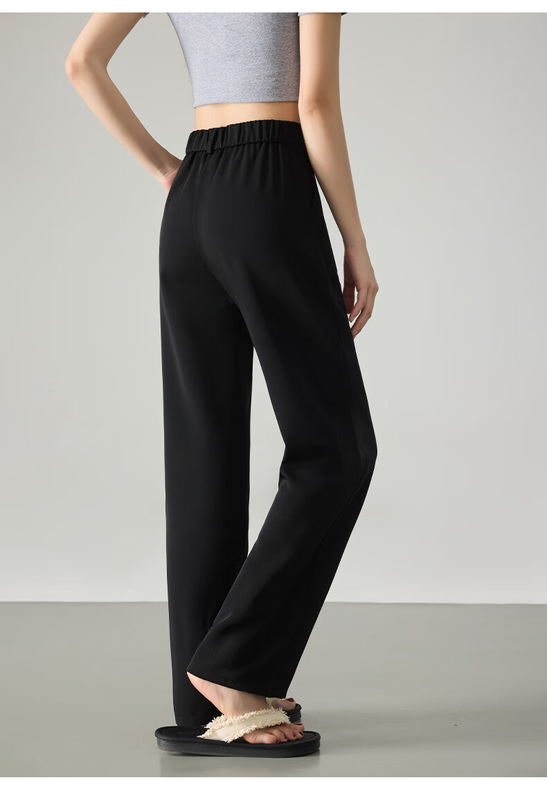 LangSha High Waist Straight Leg Suit Pants for Women Spring Summer Lightweight Draped Slim Wide Leg Casual Work Trousers 24