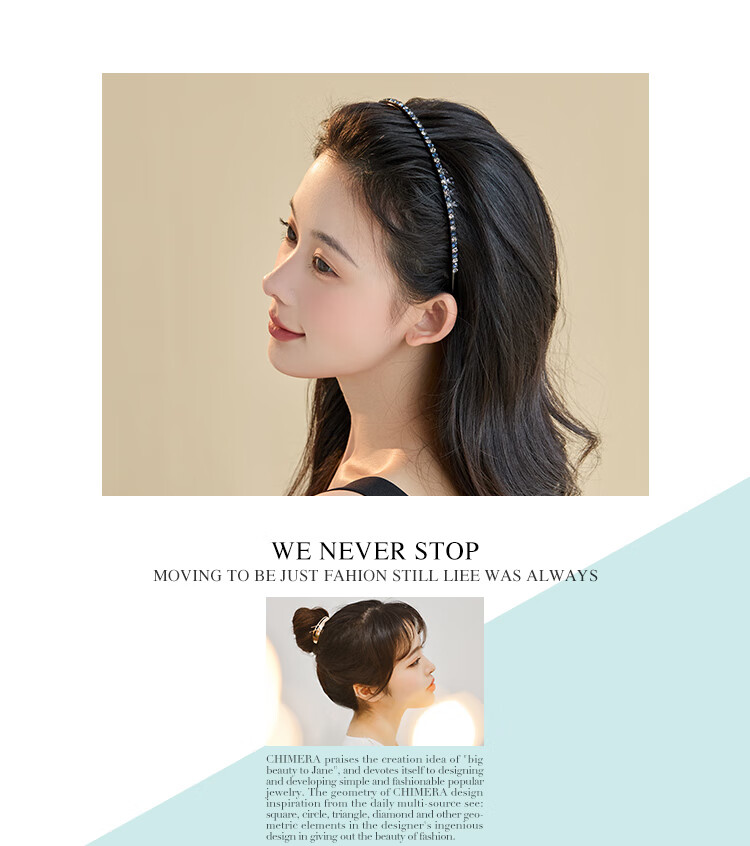 CHIMERA Elegant Rhinestone Headband, Simple Long-Toothed Wavy Hair Clip for Face Washing And Styling, Mid-Autumn Festival Gift 1
